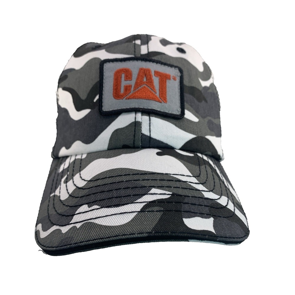 NWOT CAT Caterpillar‎ Cap Adjustable Back Strap Gray White Black Camo